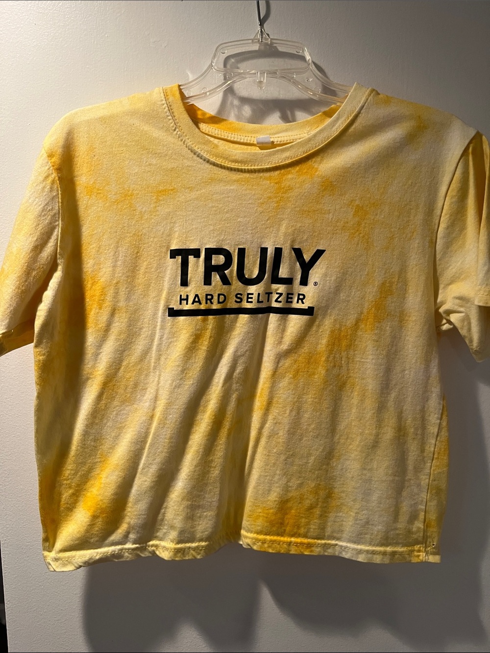 TRULY Yellow Tie-Dye Logo Short Sleeve Tee-crop
